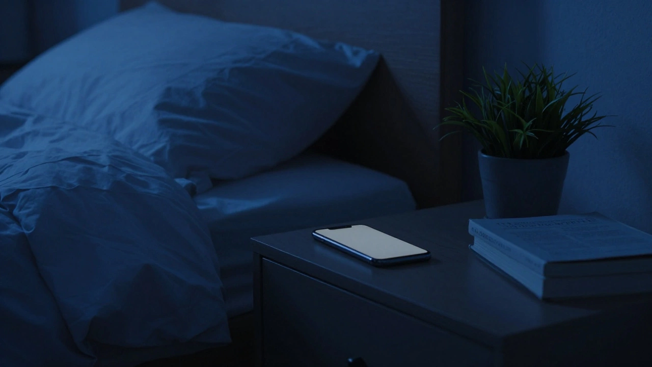 Темная уютная спальня с выключенным телефоном для качественного сна